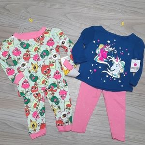 Kidgets girl pj set AND legging set size 12months